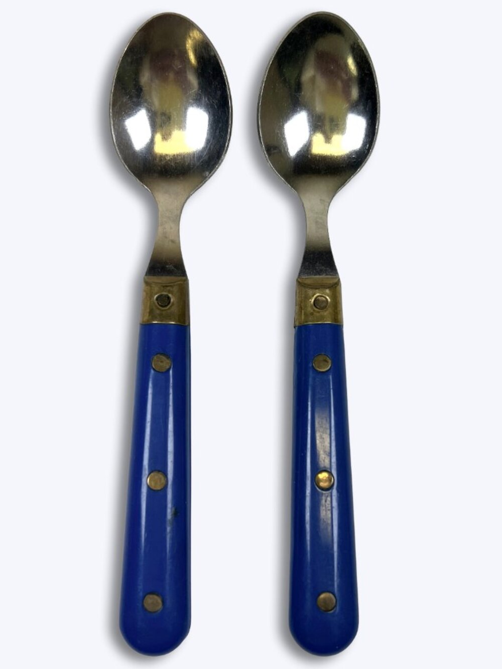 Vtg Pradel Inox France Blue Brass Rivet Bistro Replacement Teaspoon Small Spoon